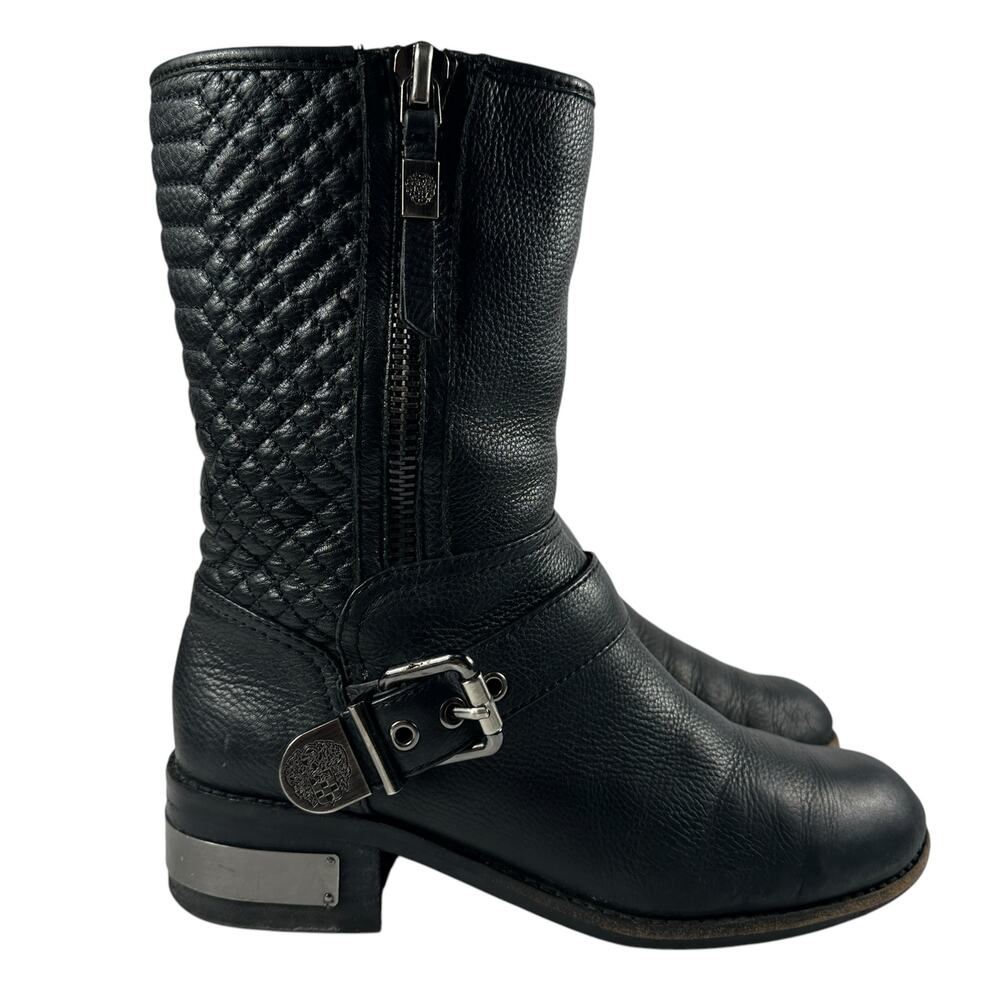 Vince Camuto Whynn Black‎ Leather Biker Motorcycle Buckle Boots Moto Wmn Sz 8.5
